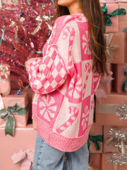 Outfit Flow - Candy Cane Round Neck Long Sleeve Sweater