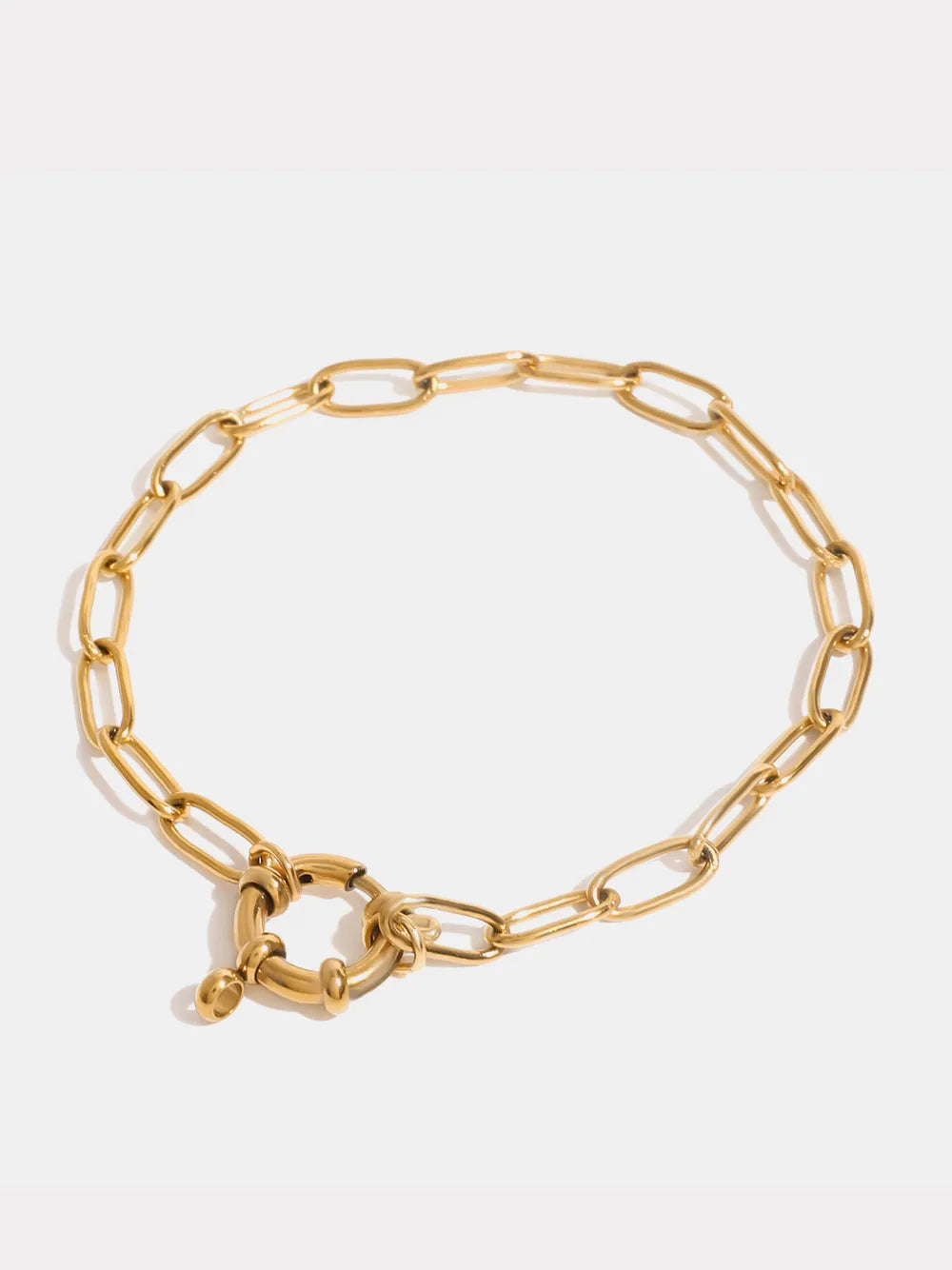 18K Gold-Plated Stainless Steel Chain Bracelet Gold One Size OutfitFlow