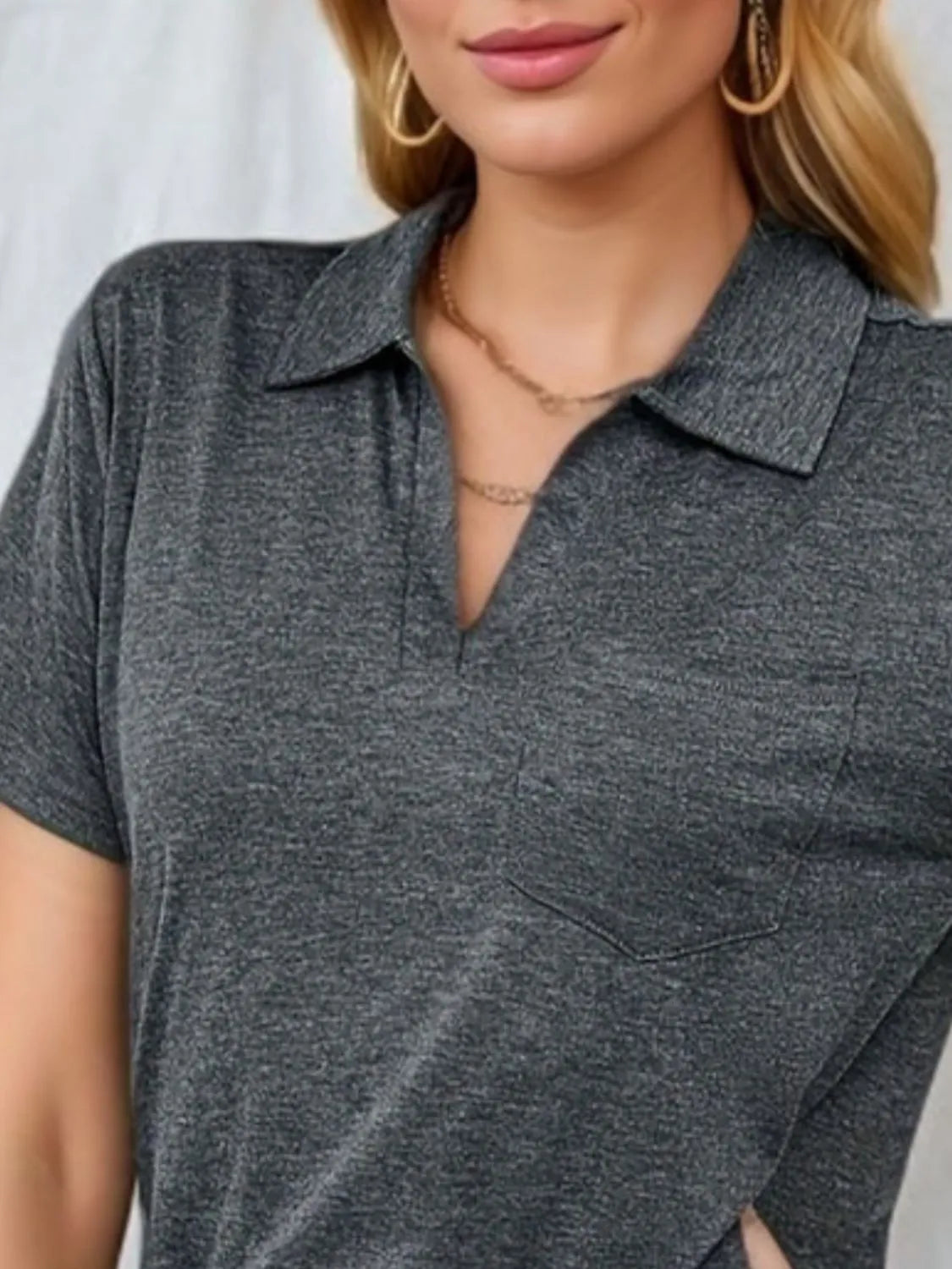Johnny Collar Short Sleeve Top OutfitFlow