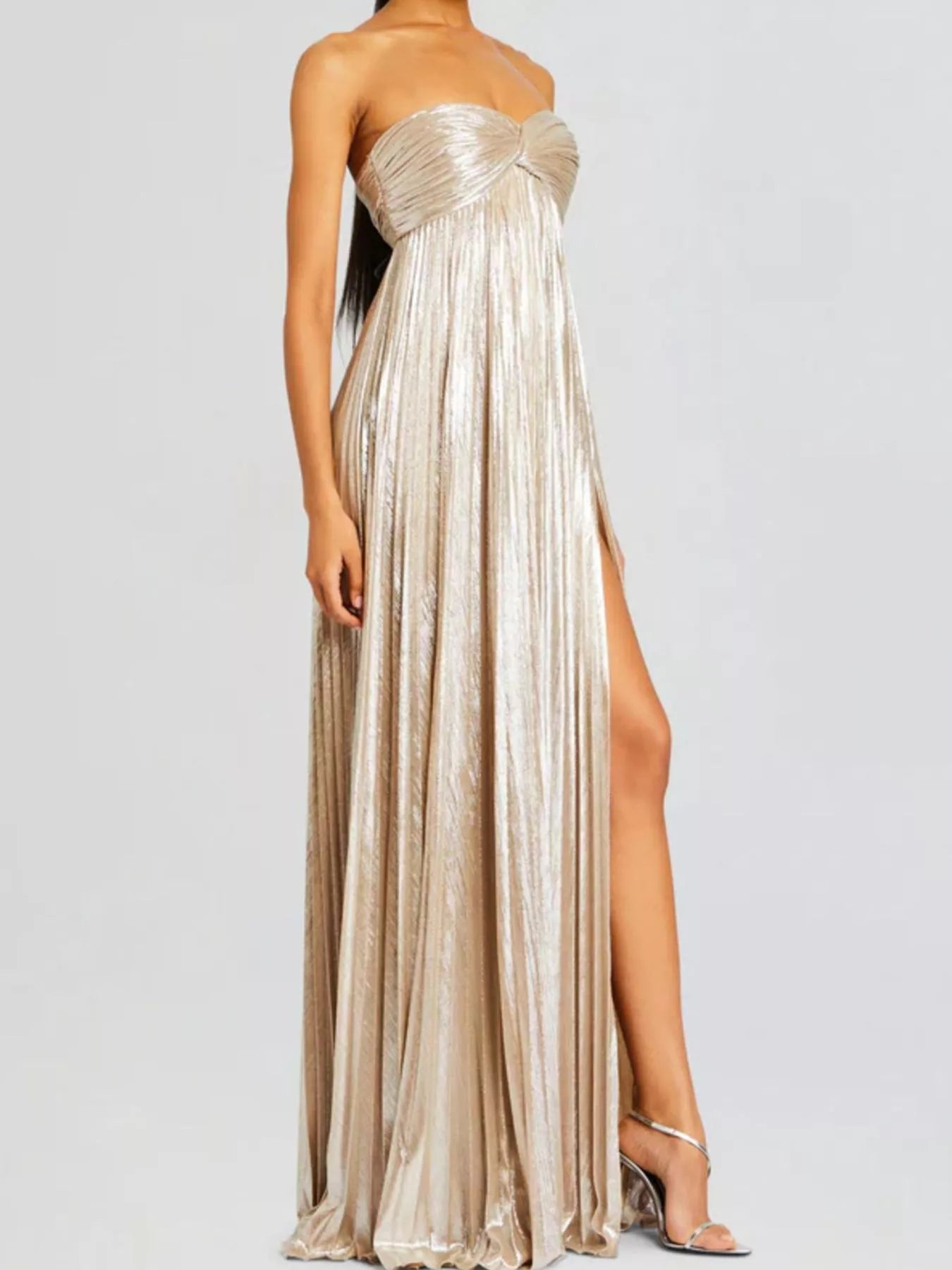 Split Sweetheart Neck Tube Maxi Dress OutfitFlow