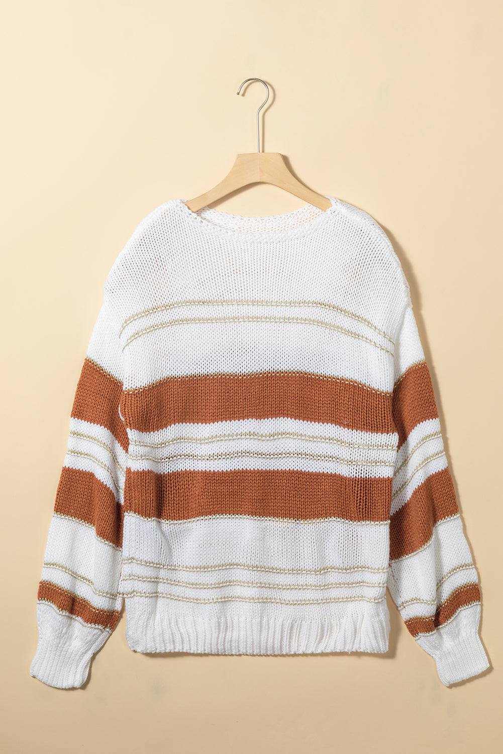 Outfit Flow - Striped Round Neck Dropped Shoulder Sweater