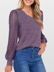 Lace Sleeve V-Neck T-Shirt OutfitFlow