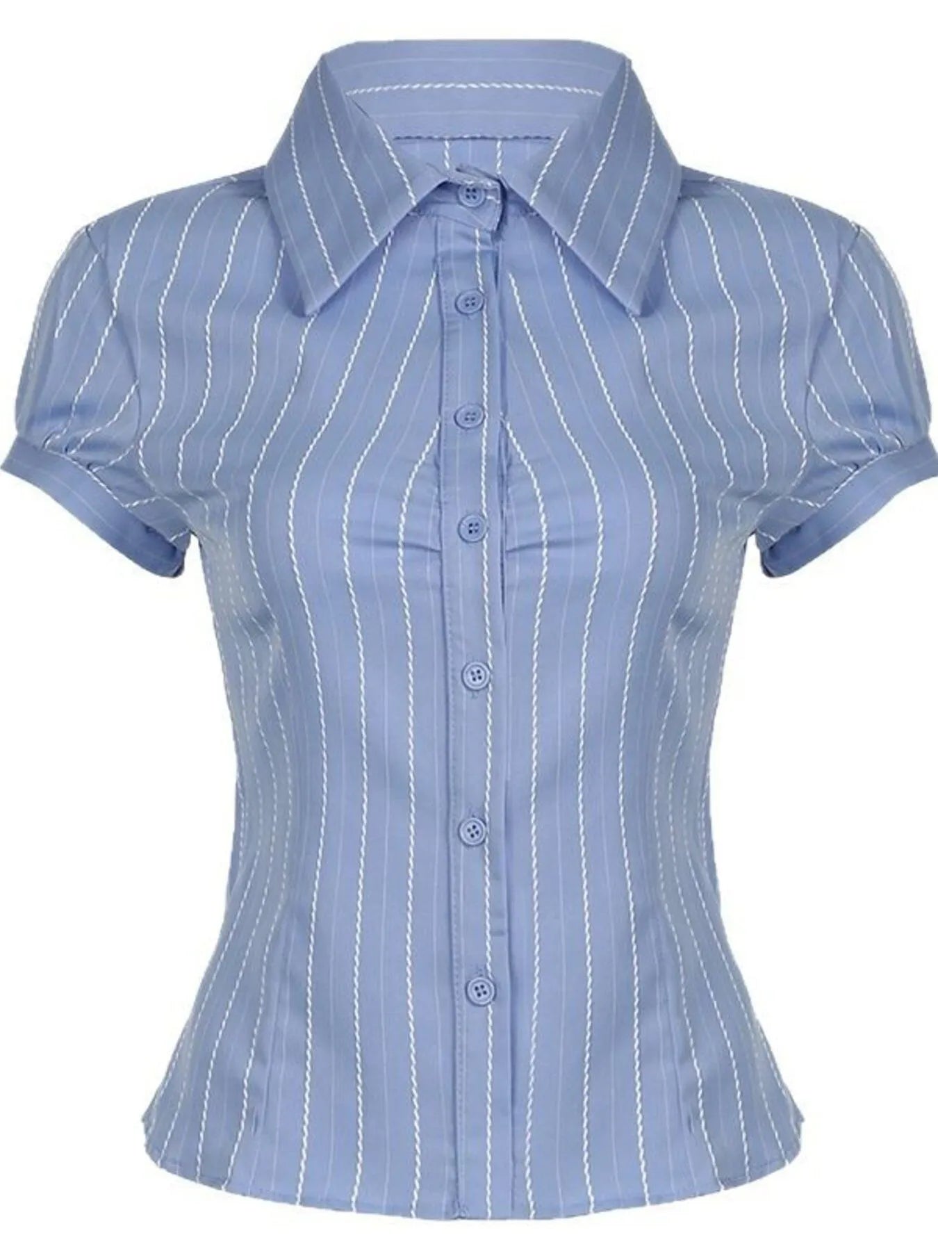 Striped Button-Down Collared Neck Shirt OutfitFlow