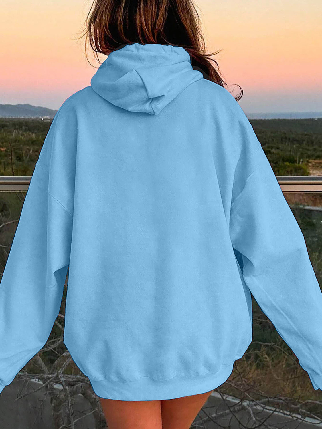 Drawstring Dropped Shoulder Hoodie OutfitFlow