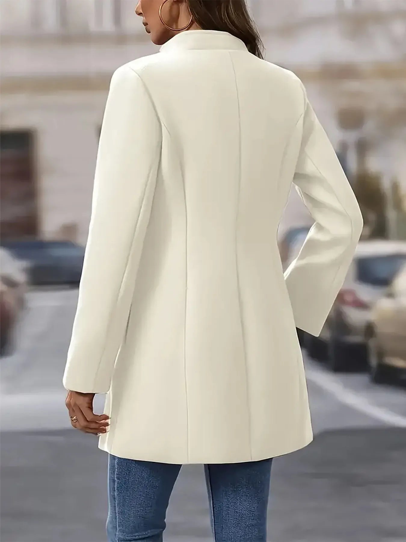Single-Breasted Longline Blazer Coat OutfitFlow