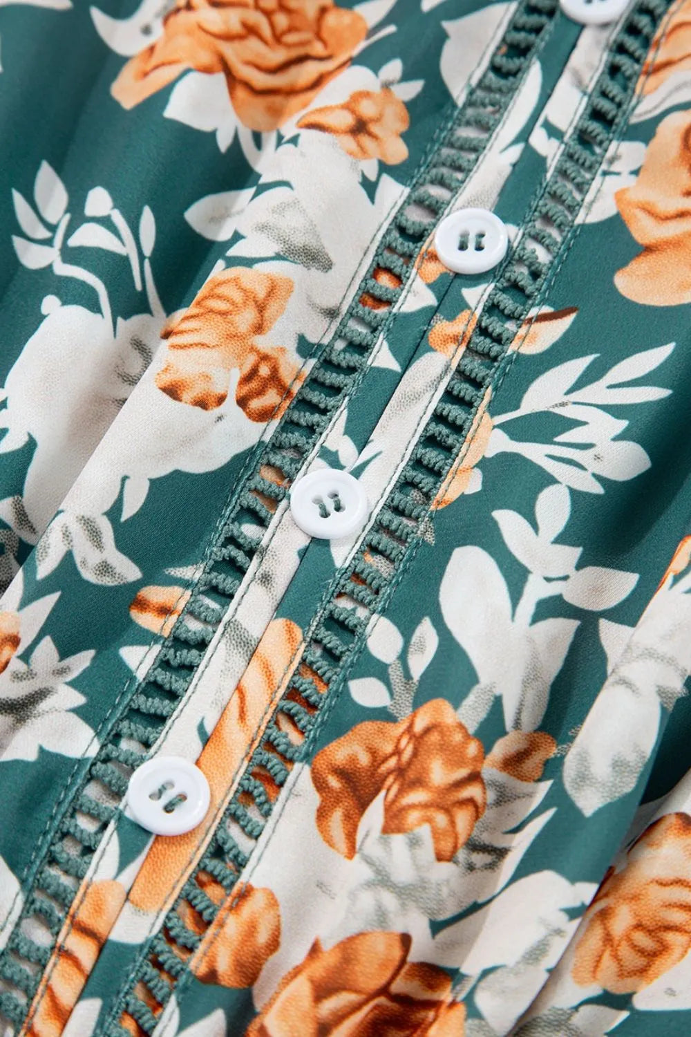 Floral Print Trimmed V Neck Tie Waist Sleeveless Dress OutfitFlow