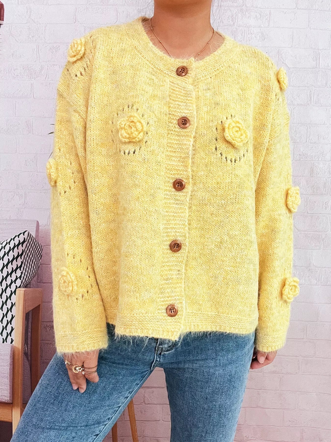 Flower Button-Up Cardigan OutfitFlow