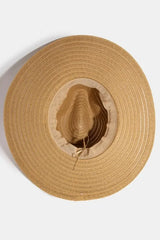 Fame Shell Beaded Wide Brim Straw Hat OutfitFlow