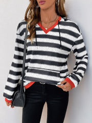 Outfit Flow - Perfee Contrast Striped Long Sleeve Hoodie