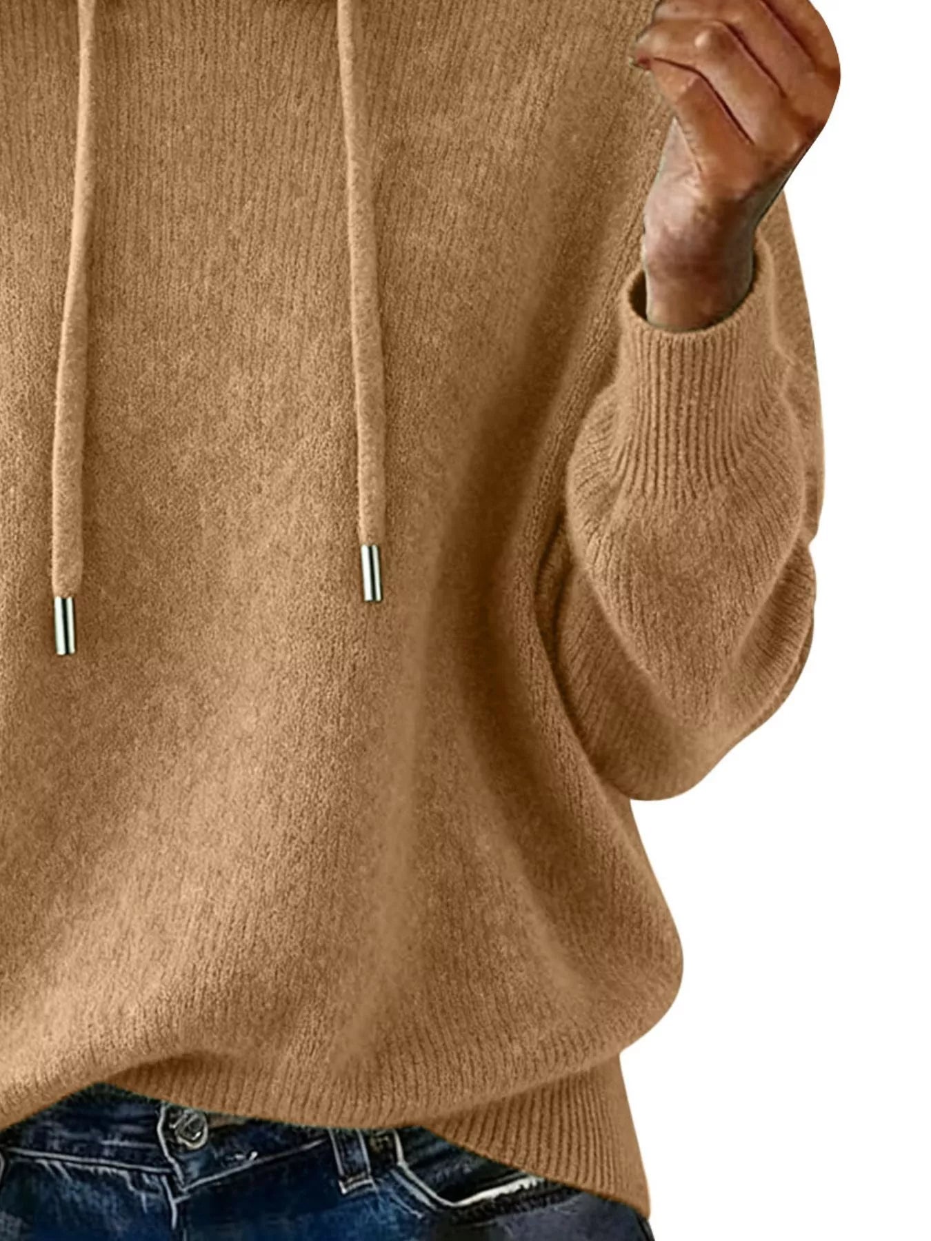 Drawstring Long Sleeve Hooded Sweater Trendsi