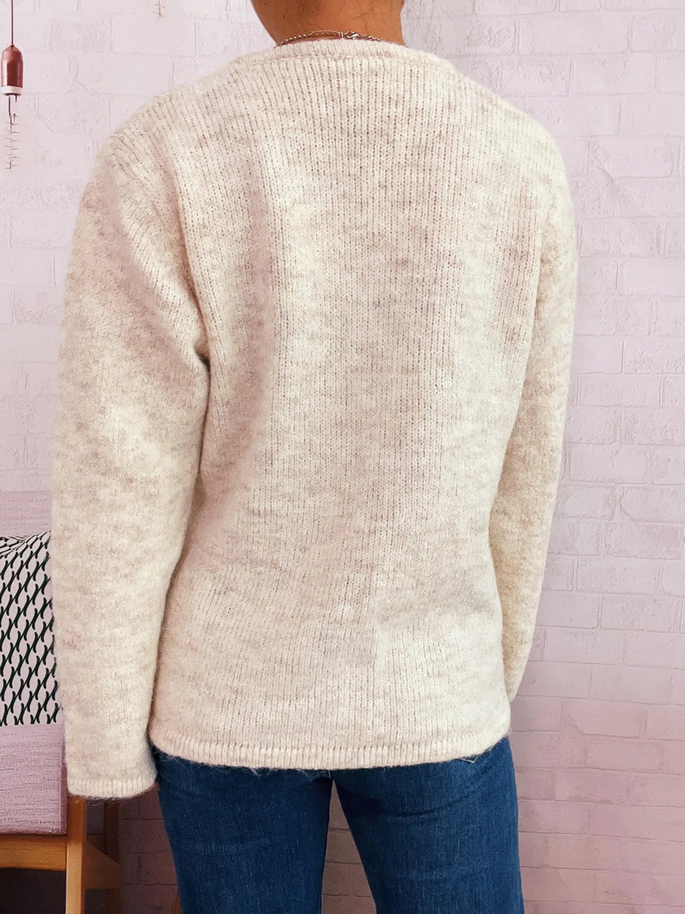 Button-Front Side-Tie Sweater OutfitFlow