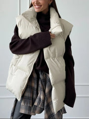 Zip Up Turtleneck Vest Coat Dust Storm Trendsi