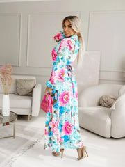 Printed Button Front Maxi Shirt Dress OutfitFlow