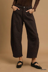 Umgee Leopard Print Wide Leg Pants OutfitFlow