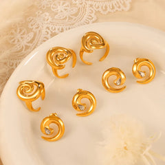 Titanium Steel Zircon Spiral Shape Earrings OutfitFlow