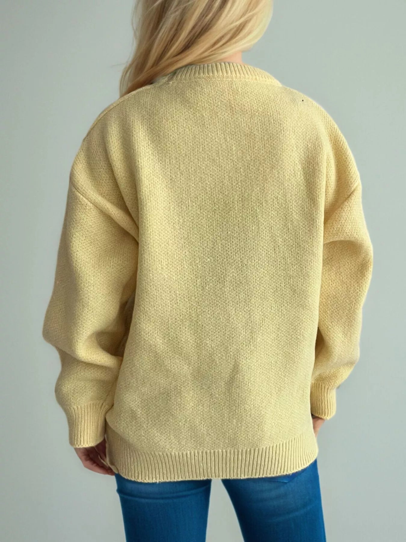 Cherry Pom-Pom Knit Round Neck Sweater OutfitFlow