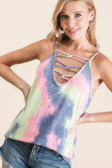 BiBi Tie Dye Terry Camisole with Caged Neck OutfitFlow