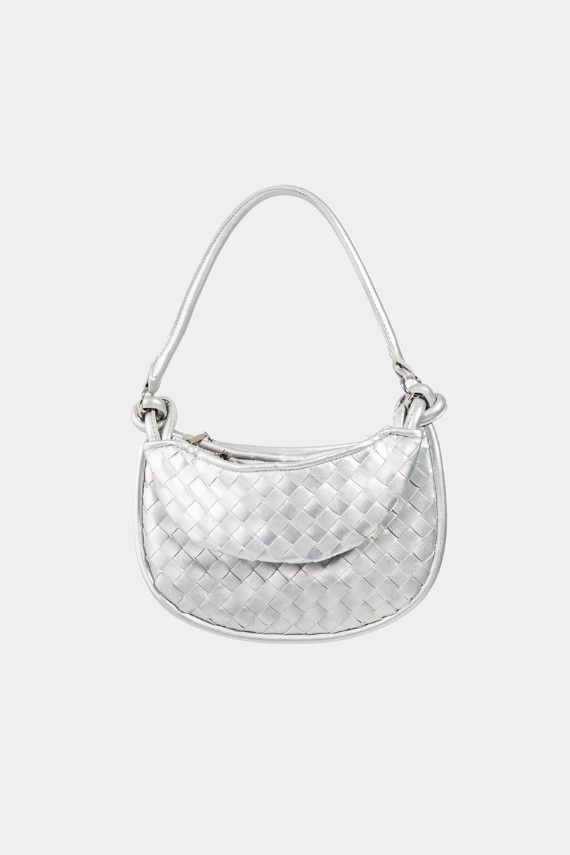 Outfit Flow - Fame PU Leather Basket Weave Half Moon Bag