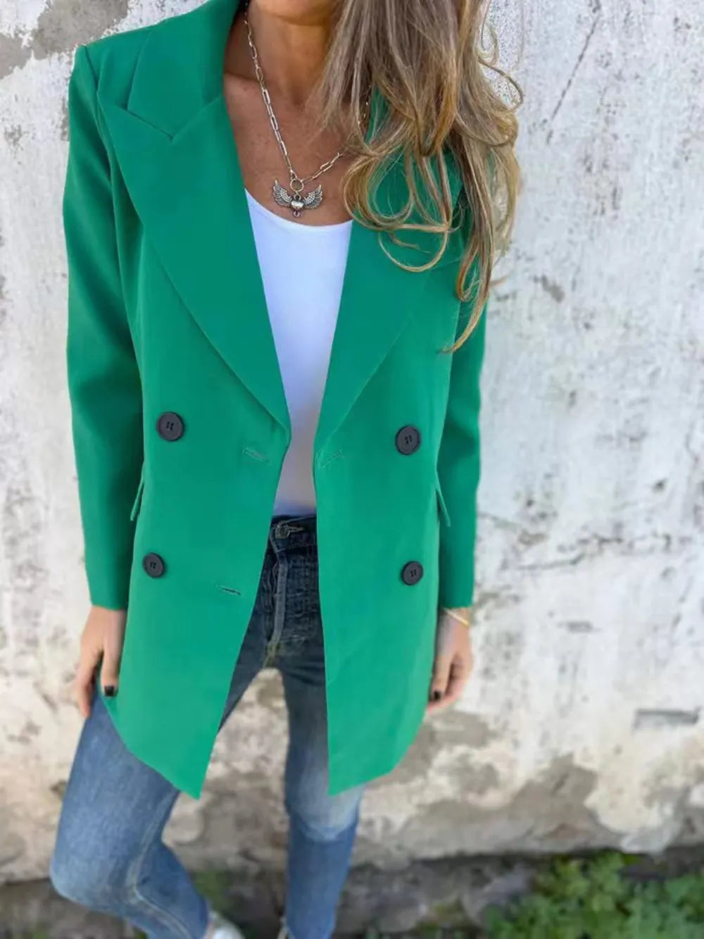 Full Size Collared Neck Long Sleeve Blazer Trendsi