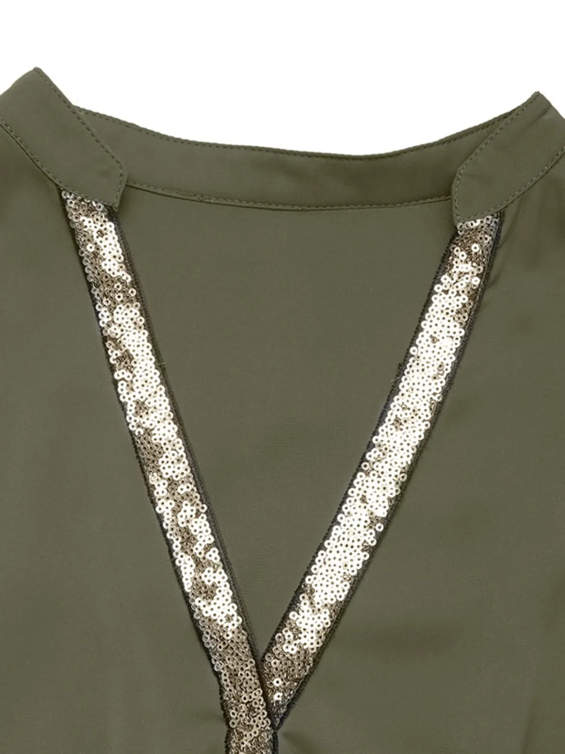 Sequin Notched Short Sleeve Midi Dress OutfitFlow