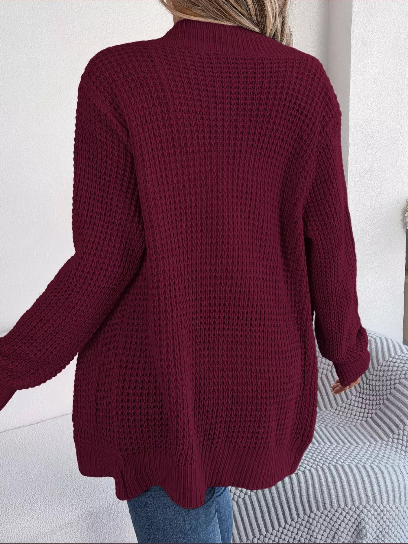Chunky Knit Open Front Cardigan with Pockets OutfitFlow