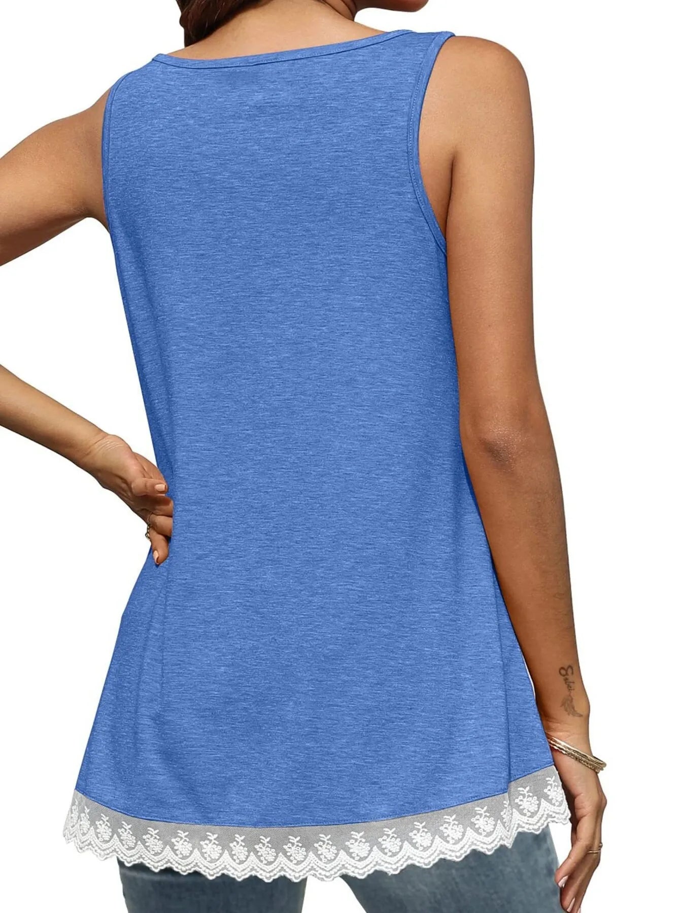 Lace Trim Wide Strap Tank Top OutfitFlow