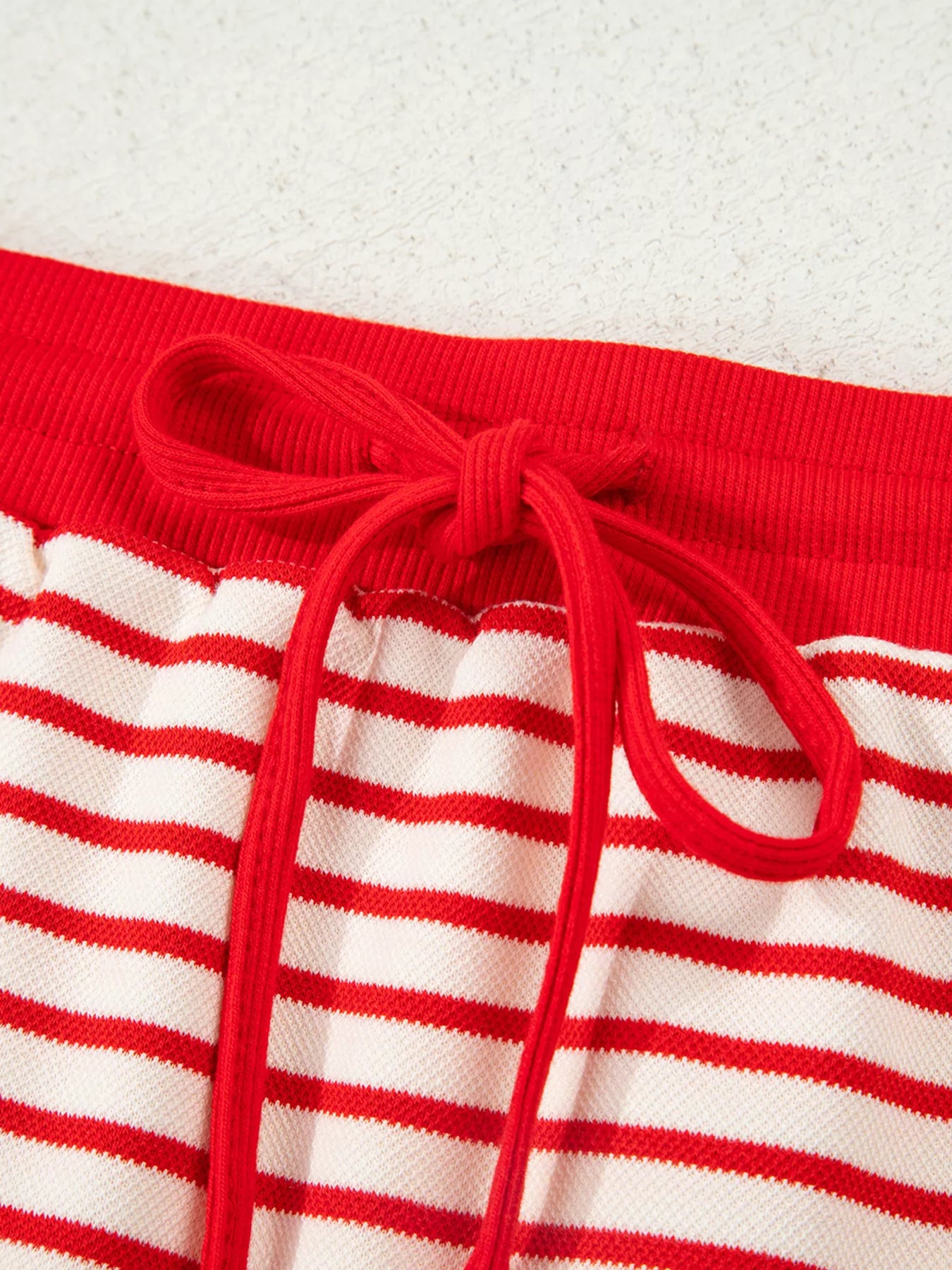 Stripe Collared V Neck Drop Shoulder Pullover and Skort 2pcs Outfit Trendsi