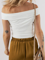 Folded Off Shoulder Slim Top OutfitFlow