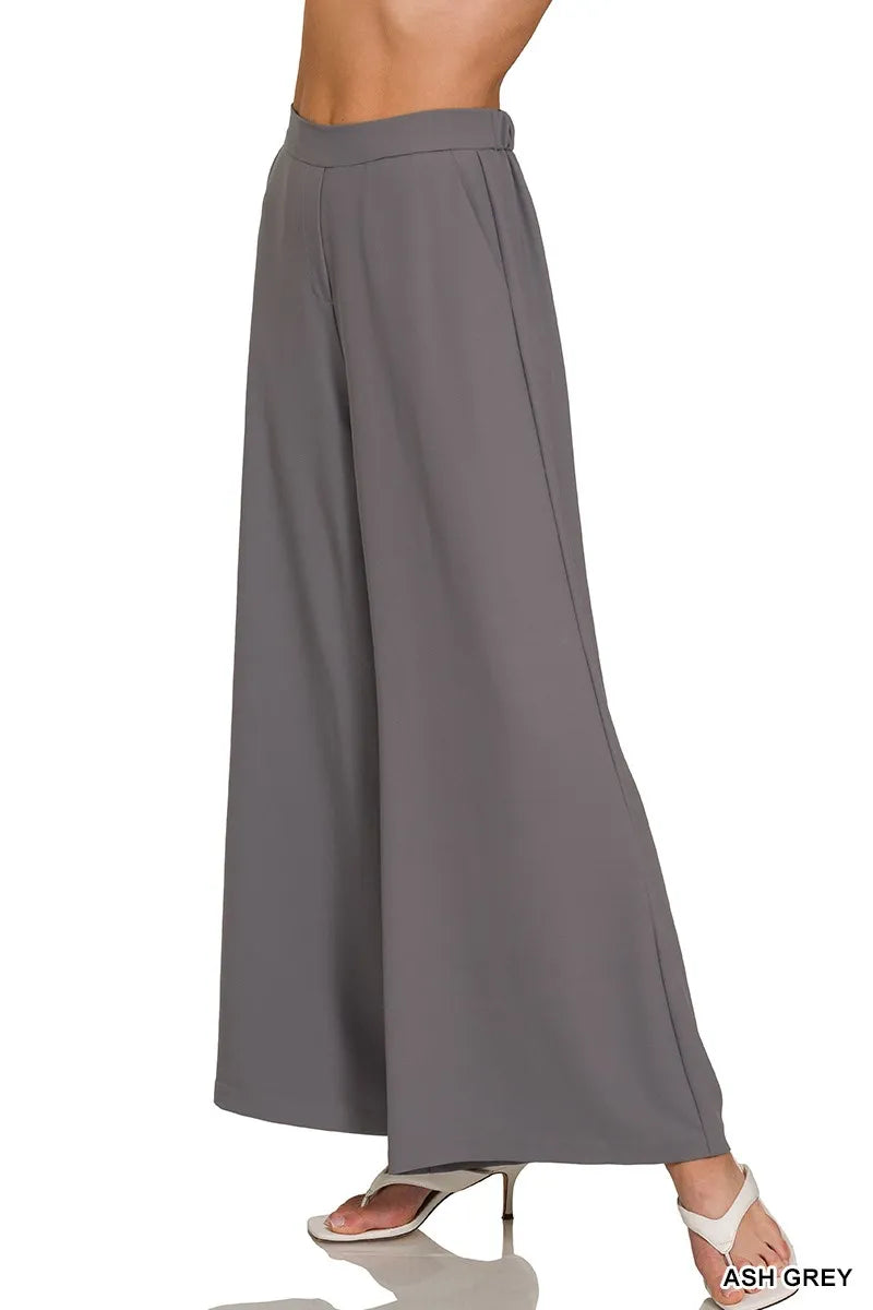 Zenana Relaxed Fit Elastic Waisted Wide Leg Pants OutfitFlow