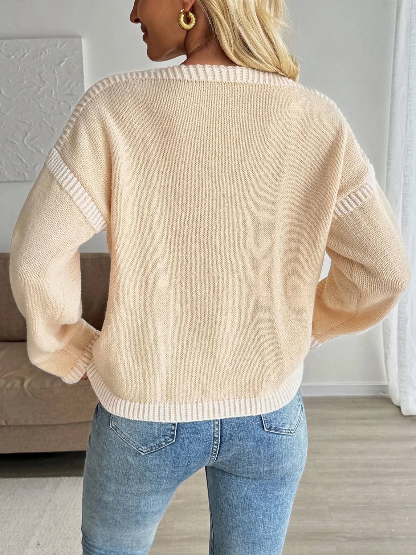 Tie-Front Long Sleeve Cardigan OutfitFlow