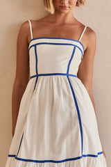 Contrast Trim Square Neck Midi Cami Dress OutfitFlow