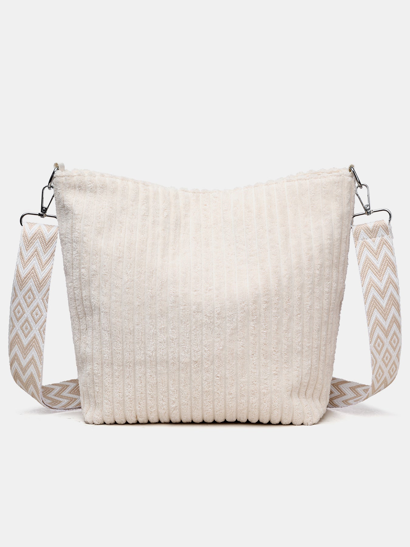 Corduroy Solid Color Crossbody Bag with Removable Strap OutfitFlow
