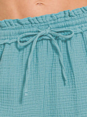 Zenana Double Gauze Drawstring Shorts OutfitFlow
