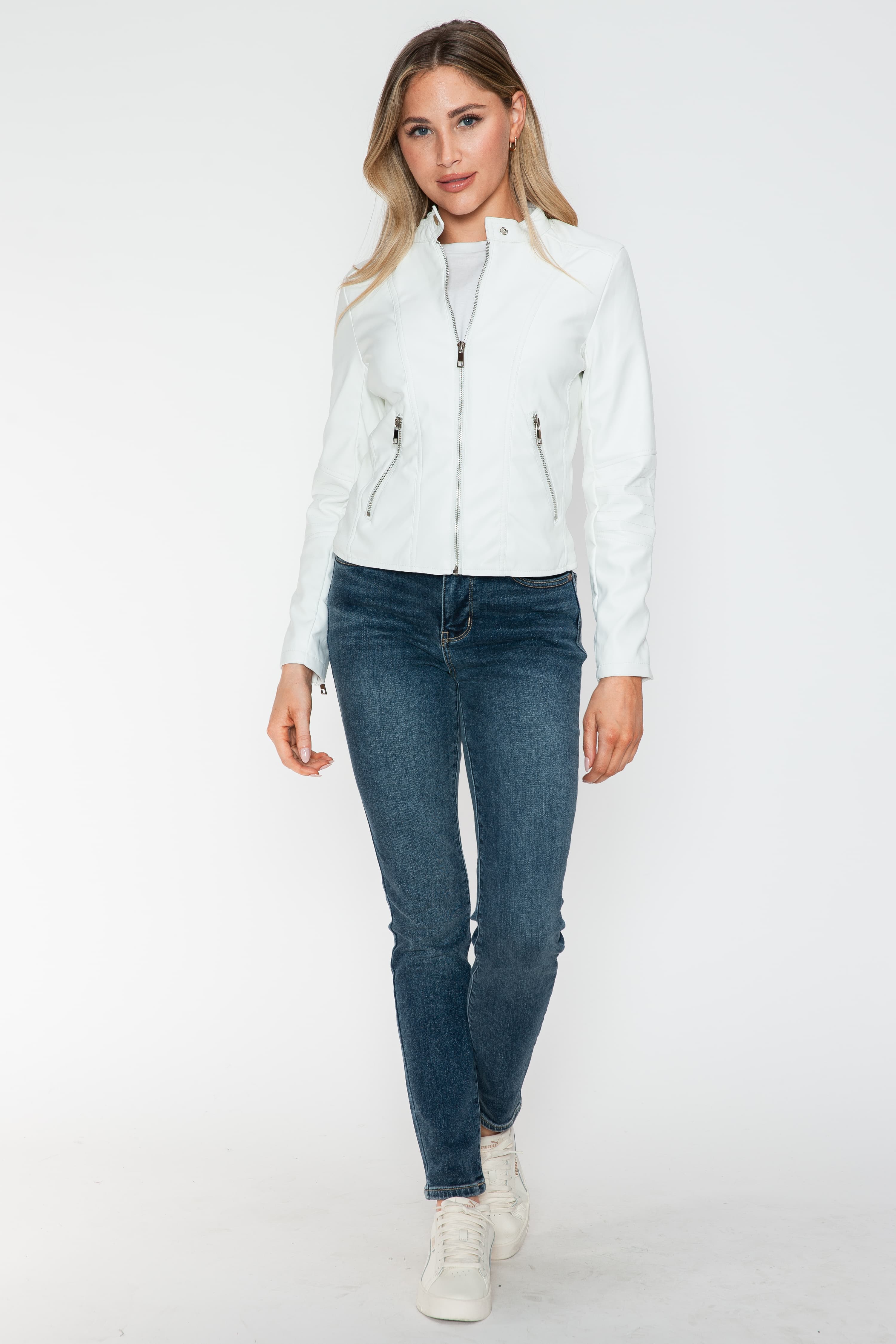 Outfit Flow - Snobbish PU Leather Zip Up Jacket with Pockets