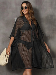 Sheer Mesh Button Up Cover Up OutfitFlow