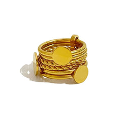 18K Gold-Plated Stainless Steel Wide Band Ring OutfitFlow
