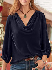 Outfit Flow - Cowl Neck Three-Quarter Sleeve Top