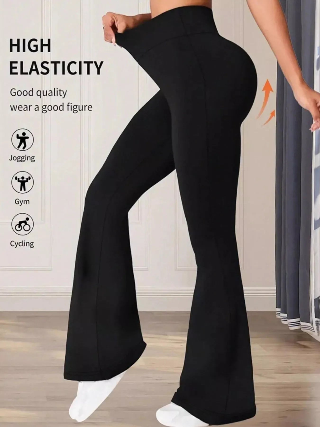 High Waist Slim Fit Flare Pants OutfitFlow