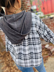 Plaid Long Sleeve Hooded Top OutfitFlow
