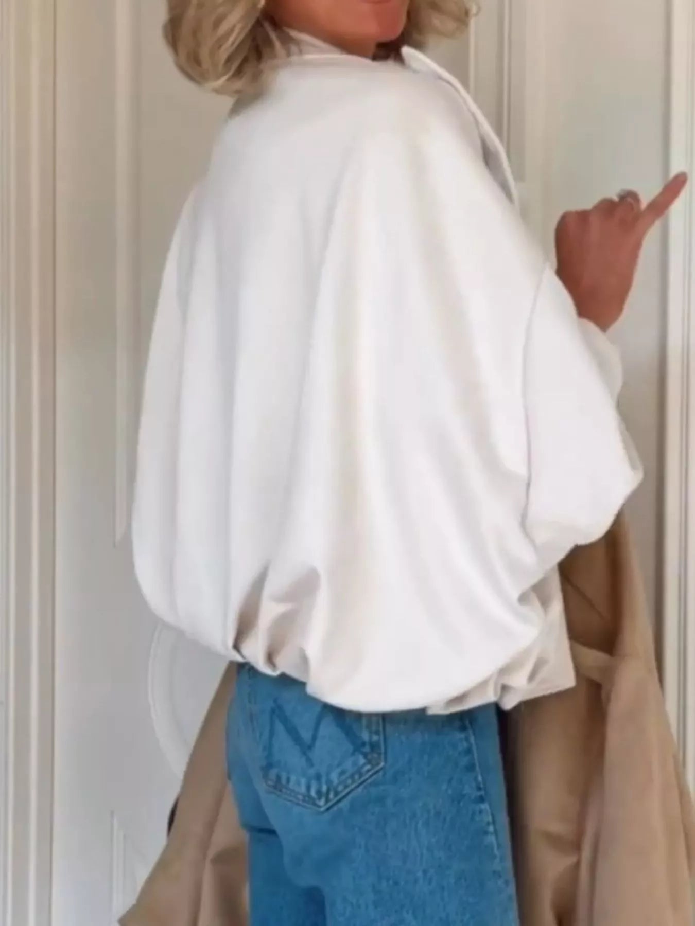 Zip Up Dropped Shoulder Suede Jacket OutfitFlow