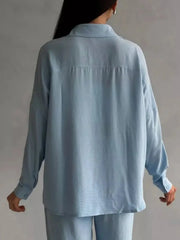 Button Up Long Sleeve Shirt and Pants Set OutfitFlow