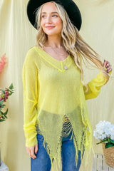 And The Why Distressed Mesh V Neck Spring Sweater Cover Up OutfitFlow