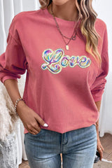 Valentine's Day LOVE Round Neck Long Sleeve Sweatshirt