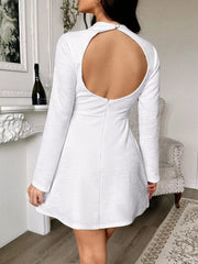 Cutout Back Long Sleeve Mini Dress OutfitFlow