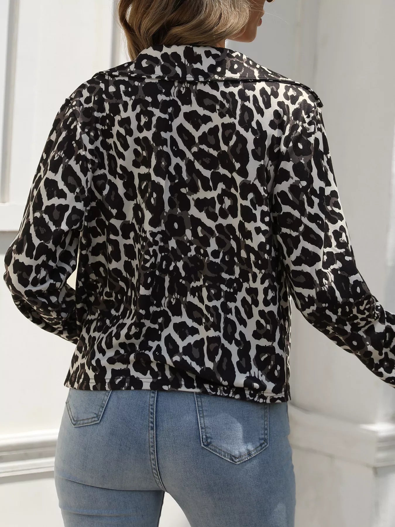 Leopard Print Button Up Casual Jacket OutfitFlow