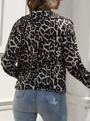 Leopard Print Button Up Casual Jacket OutfitFlow
