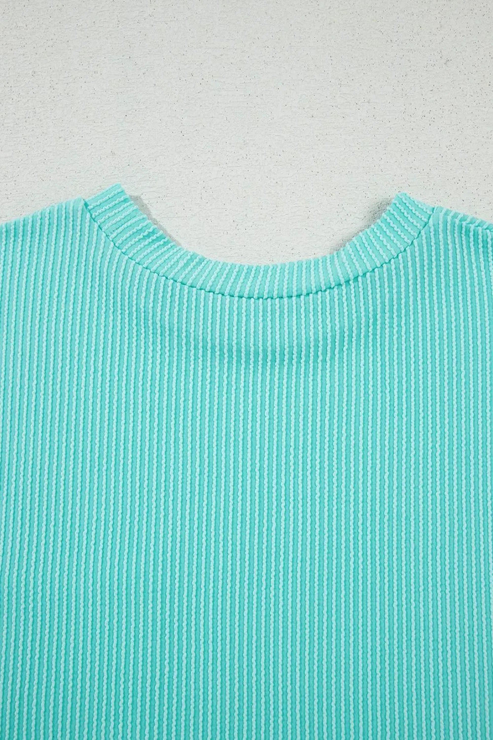Corded Knit Color Block Pocketed Crew Neck T Shirt OutfitFlow