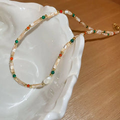 Alloy Pearl Beaded Necklace OutfitFlow
