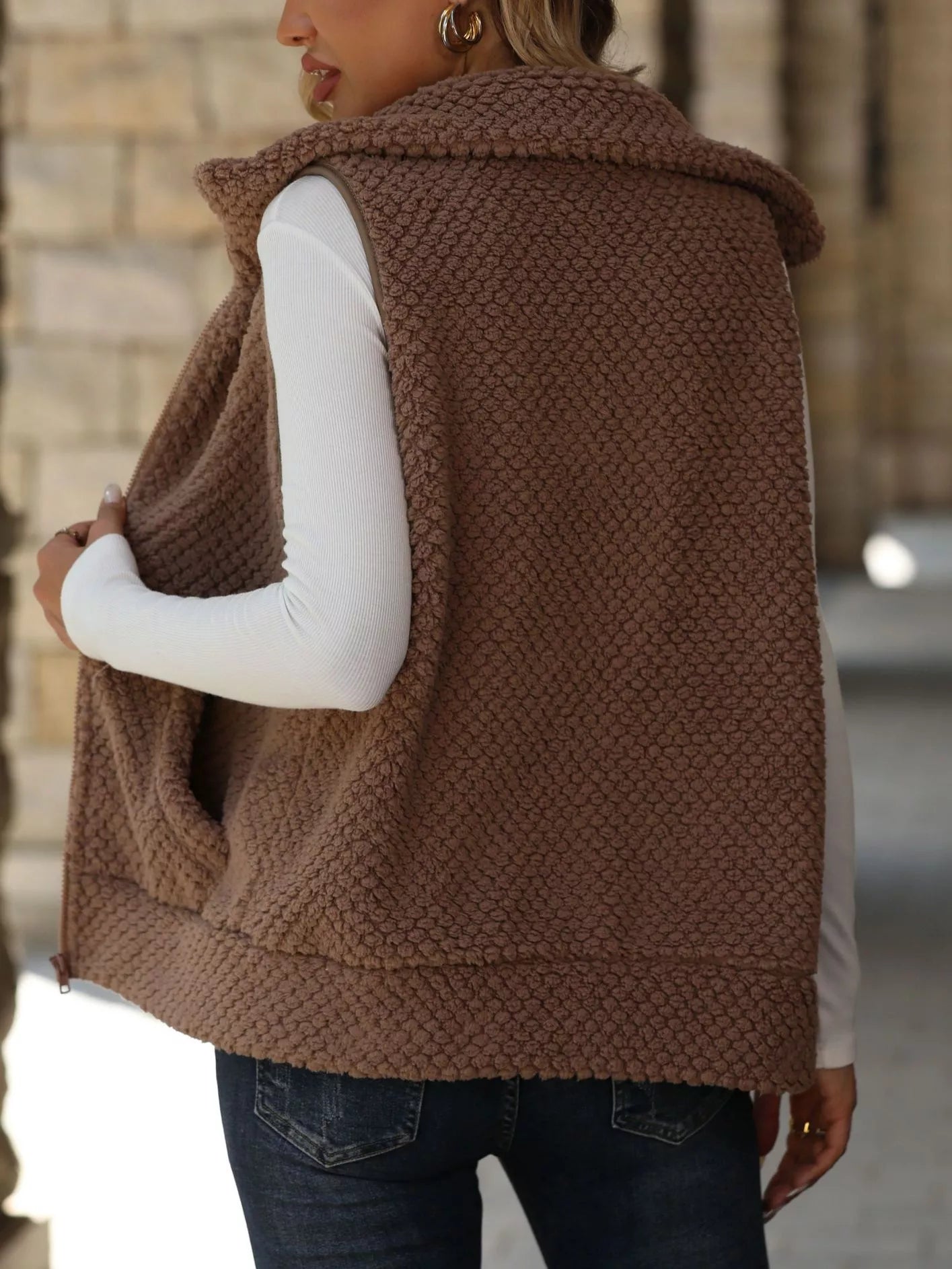 Zip-Up Vest Coat Trendsi