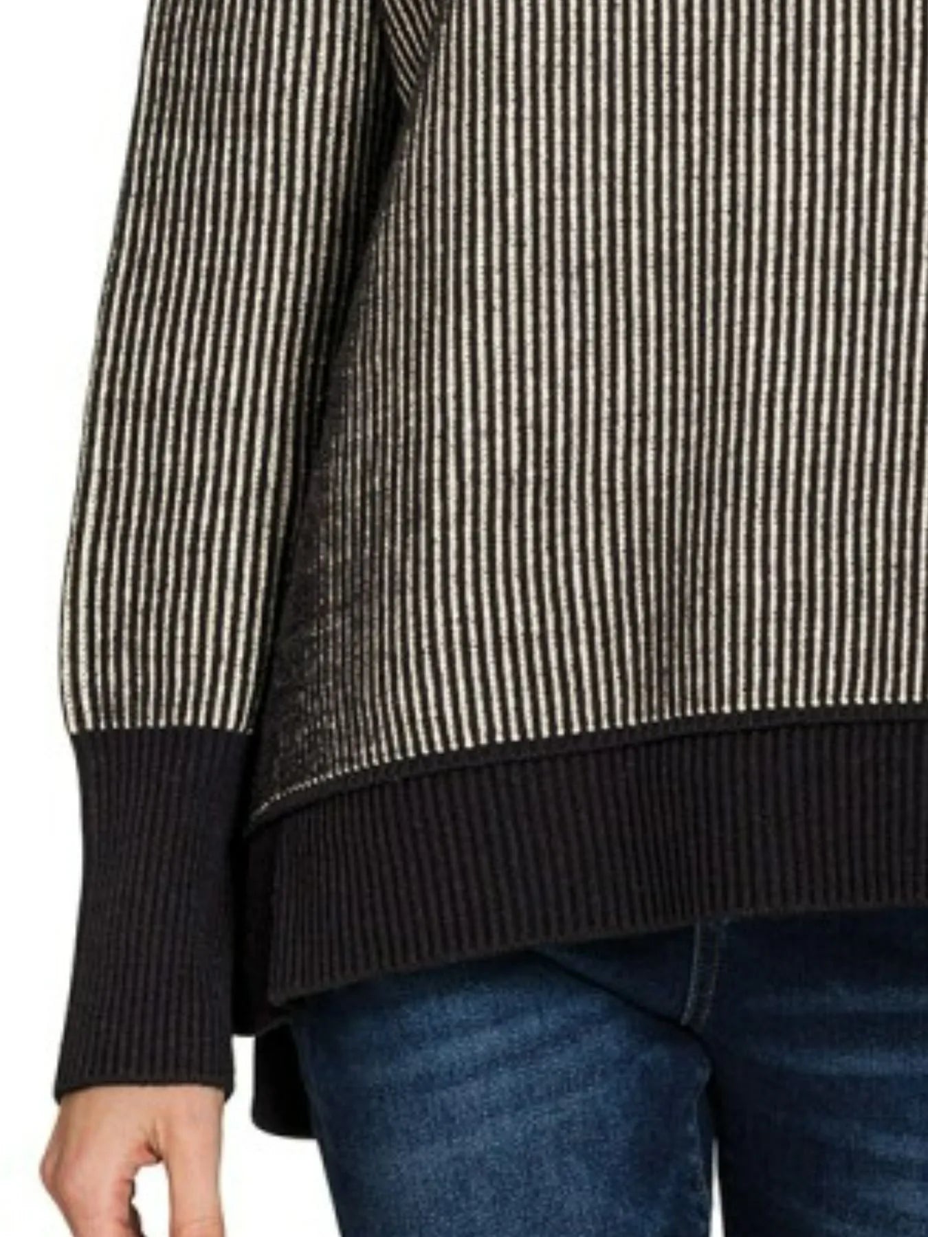 Zenana Exposed Seam Two Tone Ribbed Sweater Trendsi